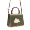 Absurde Women's Green One Way Khaki Small Leather Shoulder Bag In Green