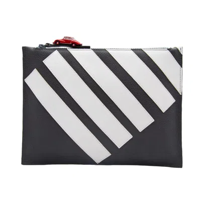 Absurde Women's Grey Crosswalk Leather Pouch With Red Car In Black