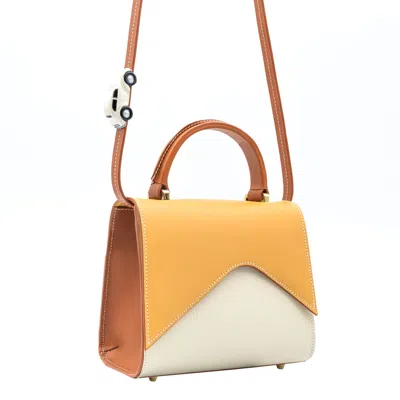 Absurde Women's Neutrals Mountain Road Camel And Brown Small Leather Shoulder Bag