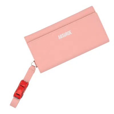 Absurde Women's Parking Pink Leather Bifold Wallet Red Car
