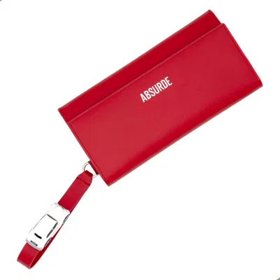 Absurde Women's Parking Red Leather Bifold Wallet White Car