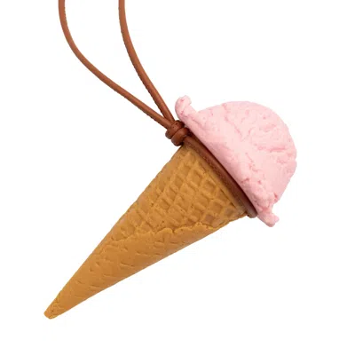 Absurde Women's Pink Strawberry Ice Cream Bag Charm