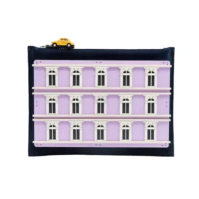 Absurde Women's Purple Building Suede Pouch In Blue