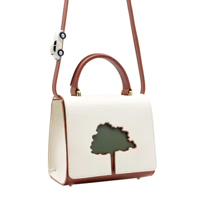 Absurde Women's White / Green / Brown One Way Off White Leather Bag In Multi