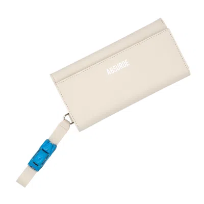Absurde Women's White / Neutrals Parking Off White Leather Bifold Wallet With Blue Car