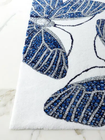 Abyss & Habidecor Azure Butterfly Cotton-blend Rug In Blue