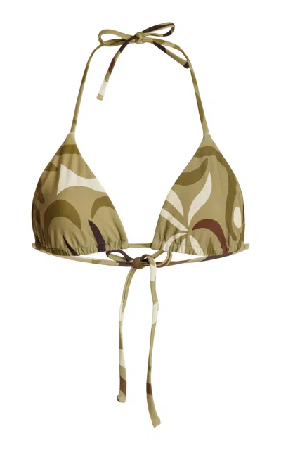 Abysse Exclusive Maya Printed Triangle Bikini Top In Green