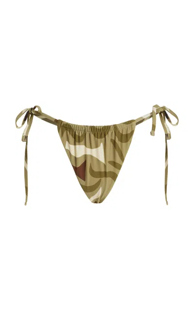 Abysse Exclusive Misty Printed Triangle Bikini Botton In Green