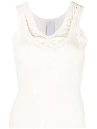 Ac9 Layered-design Sleeveless Knit Top In Nude