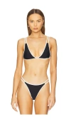 Acacia Leon Piped Bikini Top In Black & White