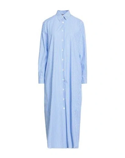 Academia Woman Midi Dress Azure Size L Cotton In Blue