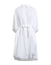 Academia Woman Midi Dress White Size L Linen In White
