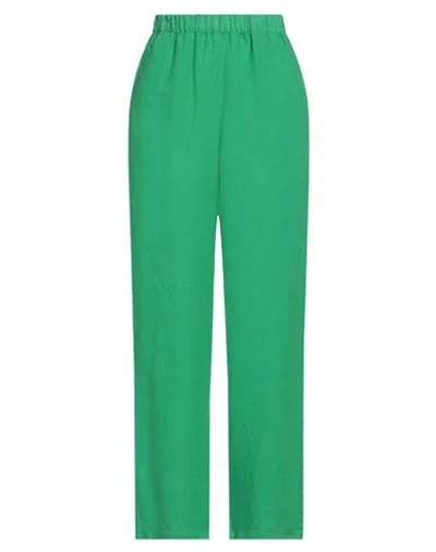 Academia Woman Pants Green Size L Linen