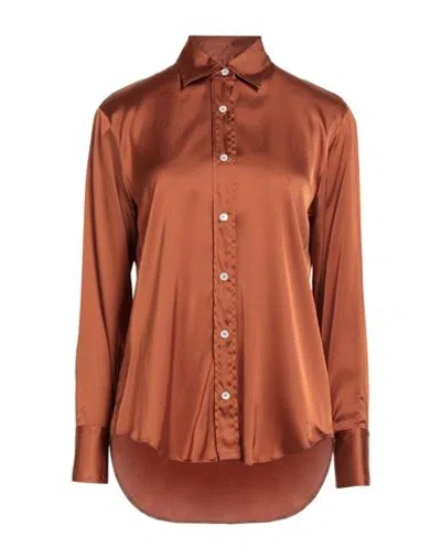 Academia Woman Shirt Brown Size Xs Viscose, Elastane