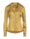 Academia Woman Shirt Mustard Size L Viscose, Elastane In Yellow
