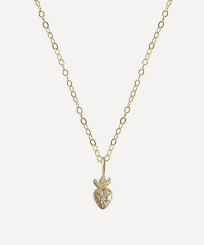 Acanthus 14ct Gold Amulet Sacred Heart Pendant Necklace