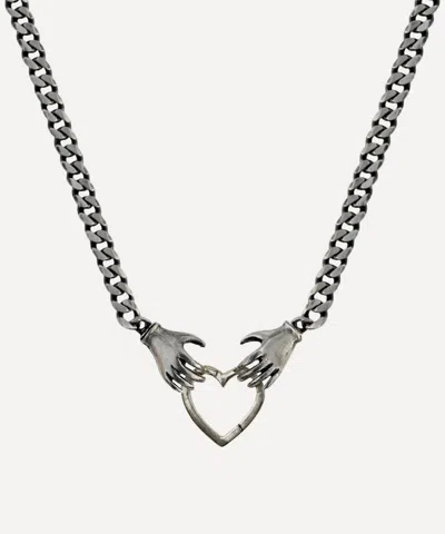 Acanthus Antiqued Silver Hold Lover Charm Holder Necklace In Metallic