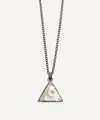 Acanthus Oxidised Silver Crescent Star Triangle Quartz Amulet Pendant Necklace