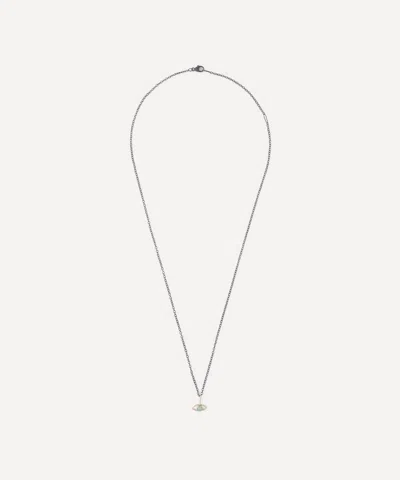 Acanthus Oxidised Silver Opal Eye Amulet Charm Pendant Necklace