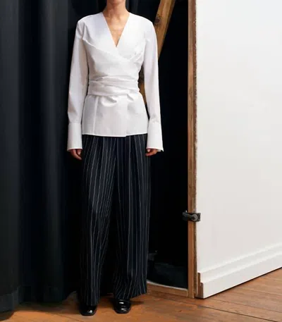 Acaria Studio Harem Relaxed Straight Pants In Black Stripe
