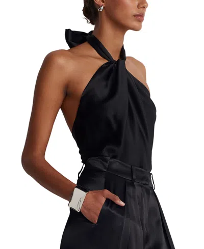 Acaria Studio Jill Satin Top In Black
