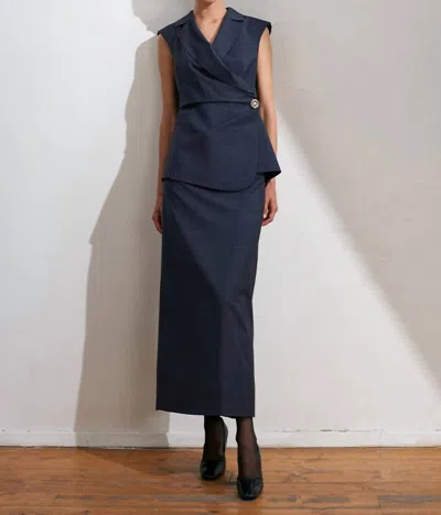Acaria Studio Stardust Midi Skirt In Navy In Blue