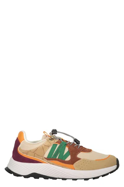 ACBC BEIGE ATHLETIC SHOE WITH GREEN AND BROWN DETAILS