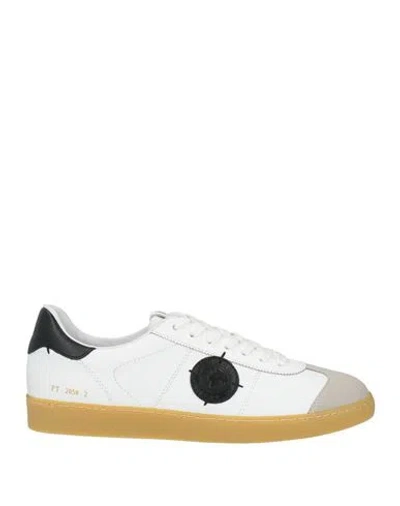 Acbc Man Sneakers White Size 8.5 Leather, Synthetic Material, Textile Fibers