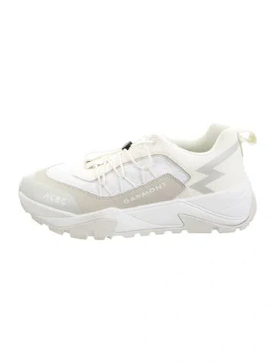 Pre-owned Acbc Mesh Leather Trim Embellishment Athletic Sneakers In White