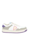 Acbc X Philippe Model Woman Sneakers White Size 7 Leather, Textile Fibers In White