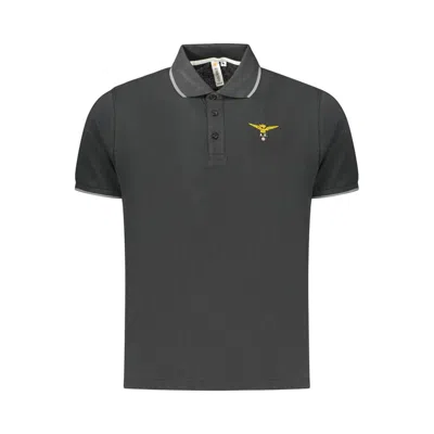 Accademia Militare Black Cotton Polo Shirt In Gray