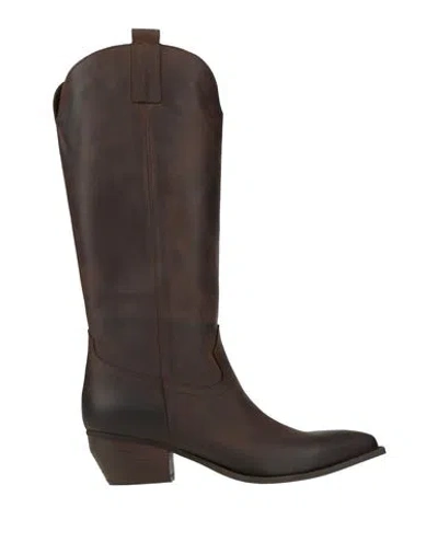 Accademia Woman Boot Dark Brown Size 6 Leather