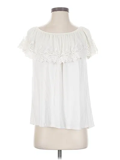 Pre-owned Accent Short Sleeve Blouse In White