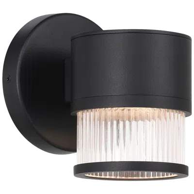Access Ari Clear Ribbed 6" High Black Led Wall Sconce