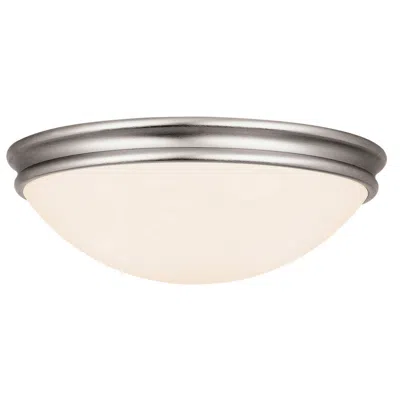 Access Atom 14" Wide 3-light Brushed Steel Flush Mount W/ Opal Glass Shade
