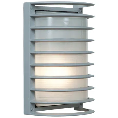 Access Bermuda 10.5" High Satin Outdoor Wall Light W/ Ribbed Frosted Glass Sh