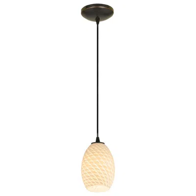 Access Brandy Firebird 6"w Oiled Bronze Cord Hung Led Pendant W/ White Glass