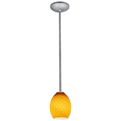 Access Brandy Firebird E26 Led Rod Pendant - Brushed Steel Finish, Amber Glass