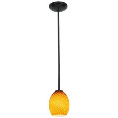 Access Brandy Firebird E26 Led Rod Pendant - Oil Rubbed Bronze Finish, Amber Glass
