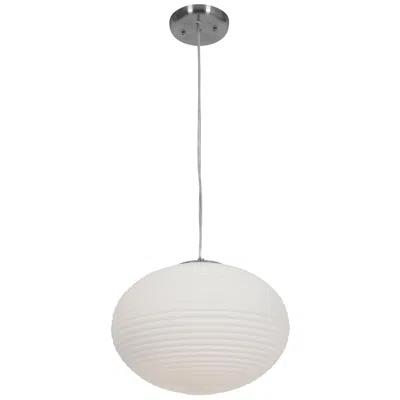 Access Callisto 15" Glass Pendant - Brushed Steel - Opal