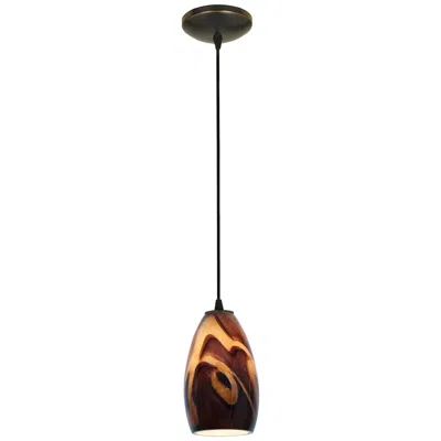 Access Champagne 5" Wide Bronze Led Mini Pendant With Inca Glass