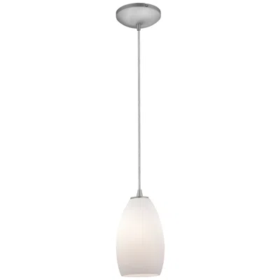 Access Champagne 5"w Brushed Steel Cord Mini Pendant W/ Opal Glass