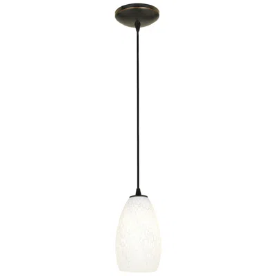 Access Champagne 5"w Oil Rubbed Bronze Corded Pendant W/ White Stone Glass Sh