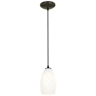 Access Champagne 5"w Oiled Bronze Cord Hung Led Pendant W/ White Stone Glass
