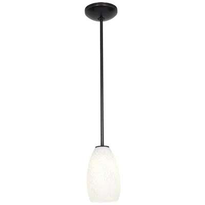 Access Champagne 5"w Oiled Bronze Stem Hung Led Pendant W/ White Stone Glass