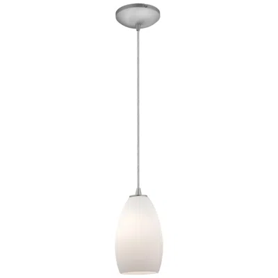 Access Champagne - E26 Led Cord Pendant - Brushed Steel Finish - Opal Glass Shade