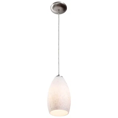 Access Champagne - E26 Led Cord Pendant - Brushed Steel Finish - White Stone Glass