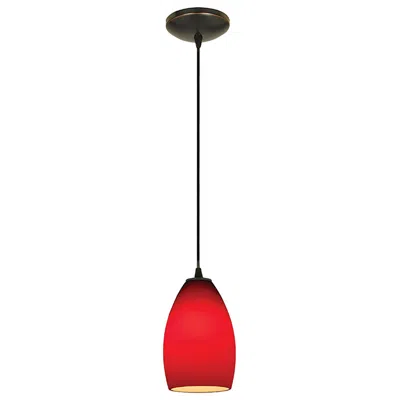 Access Champagne - E26 Led Cord Pendant - Oil Rubbed Bronze Finish - Red Glass