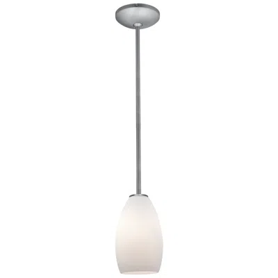 Access Champagne - E26 Led Rod Pendant - Brushed Steel Finish - Opal Glass Shade