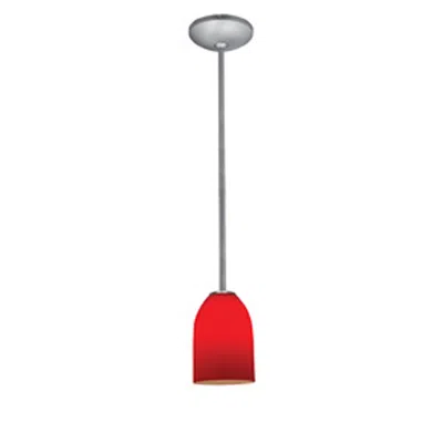 Access Champagne - E26 Led Rod Pendant - Brushed Steel Finish - Red Glass Shade
